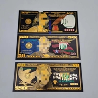 Factures d'un dollar américain noir personnalisées Factures-cadeaux de collection en plastique étanche pour dollars américains en feuille d'or noir Billets de banque américains