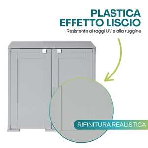 Armadio in Plastica con 2 Ante 79x43x85.5 Cm, Doppio Ripiano per Organizzazione Prodotti per la Pulizia - Product Image 3