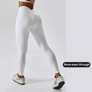 महिलाओं का बैक स्क्रूक लेगिंग ने हाई कमर वाली योग पैंट को उठाकर जिम वर्कआउट किया - Product Image 3