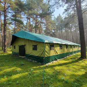 Carpa de Camping Personalizada de Lona Verde Militar para 100 Personas, Tipo Tubo, con Doble Toldo Metálico en Forma de A, Resistente al Agua, para las Cuatro Estaciones, con un Dormitorio - Product Image 1