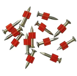 Clavos de acero para hormigón NK 32 Pasadores de accionamiento Clavos de tiro de golpe rojo Vástago estriado Cabeza a cuadros Precio del fabricante Embalaje personalizado