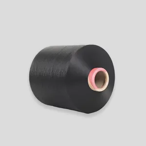 Fourniture en gros de fil polyester DTY de qualité AA 100% 150D/144F NIM noir remises en vrac offertes