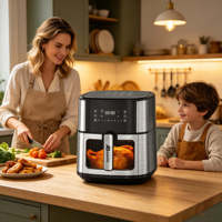 Freidora de Aire Digital Anbolife de 6.5L, 1600W, Pantalla Táctil LED, 8 Ajustes Preestablecidos OneTouch, Sin Aceite, con Ventana y Cesta Antiadherente, OEM/ODM