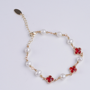 Fashion Design <span class=keywords><strong>quadrifoglio</strong></span> 6-7mm forma di patata naturale vera perla d'acqua dolce braccialetto fatto a mano gioielli - Product Image 5