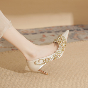 Chaussures d'hiver à talons hauts pointus en strass, talon aiguille, dessus en cuir véritable, antidérapantes, style Phénix, sexy - Product Image 6