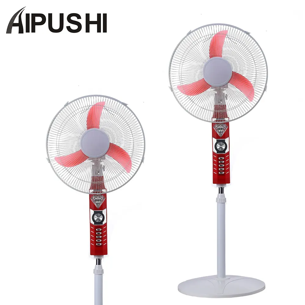 Home appliance 12 volt 16/18inch AC/DC stand fan with led bulb fan Power bank solar powered fan with remote