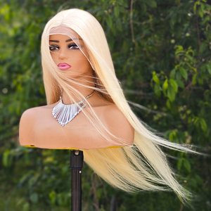 Peluca de Cabello Humano Virgen Peruano Pre-ALL 13x4 Three-Go sin Pegamento, Transparente, con Frente de Encaje, 28 Pulgadas, Rubio 613 - Product Image 1