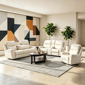 Sofá Reclinable Chesterfield Moderno de Cuero Sintético, Duradero y Fácil de Limpiar, con 6 Posiciones de Ajuste para Sala de Estar - Product Image 1