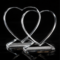 Cristal vierge personnalisable de haute qualité avec gravure 3D interne en forme de cœur, vente directe d'usine, idéal pour les cadeaux d'affaires