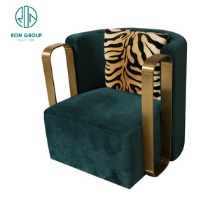 New <strong>Armchair</strong> Living Room Indoor Furniture Fabric Velvet <strong>Stainless</strong> Steel Leisure Single Sofa Chair