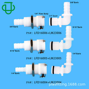Vanne coudée à filetage externe série JU, raccord cannelé 1/4 po pour arrêt d'eau sur tuyau en caoutchouc, Foshan Chine - Product Image 1