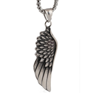 Colgante de acero inoxidable con forma de ala de ángel, collar de moda de 18mm para mujer, regalo - Product Image 1