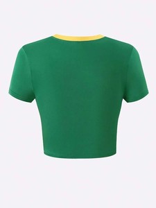 Streetwear vintage des années 90 chemises Y2k hauts <span class=keywords><strong>brésil</strong></span> haut court bretelles spaghetti couleur verte <span class=keywords><strong>maillot</strong></span> de football haut femmes bébé t-shirt - Product Image 5