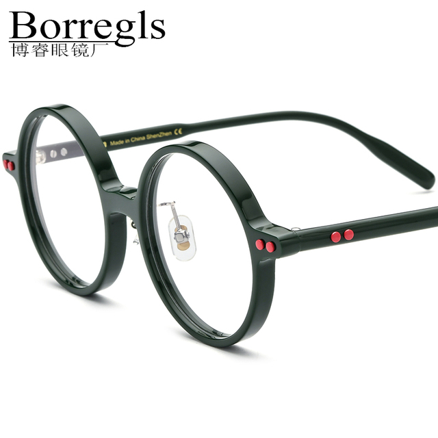 Borregls Acetate Optical Glasses Frame for Women New Brand Designer Vintage Retro Round Eyeglasses Men Spectacles Eyewear 19158