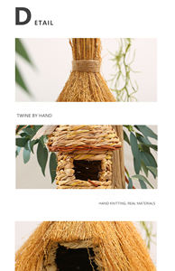 Oggetto decorativo realizzato con piante di corda di canapa in legno nido di uccelli intrecciati a mano in stile minimalista - Product Image 3