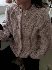 2025 transfronterizo para <span class=keywords><strong>Amazon</strong></span> Otoño Invierno nuevo Color sólido Casual manga larga anti-pilling cárdigan con logotipo frontal - Product Image 4