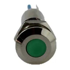 YUMO Pin a testa piatta tipo 1NO rame nichelato DC12V indicatore luminoso a pulsante in metallo senza filo
