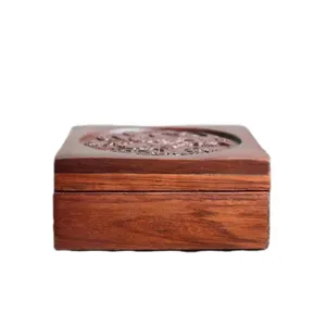 高品质未完成复古雕刻图案红木实木礼品盒，珠宝包装盒