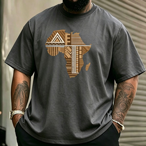 Camiseta de Algodón con Estampado Africano para Hombre, Manga Corta, Cuello Redondo, Diseño Kente, Uso Diario Informal - Product Image 3