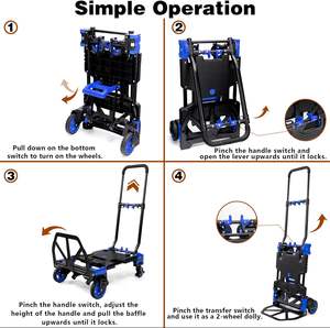 Carretilla de Mano 2 en <span class=keywords><strong>1</strong></span> Plegable con Cesta, Carretilla con Mango Retráctil, Capacidad de 330 Libras, Carretilla Plegable - Product Image 4