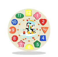 Juego de Mesa Montessori 3D de Clasificación de Formas y Reloj, Rompecabezas de Geometría de Dibujos Animados, Juguetes Educativos de Aprendizaje Temprano para Niños y Niñas