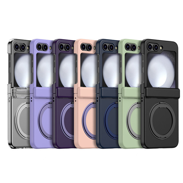 Transparent Magnetic Phone Covers for Samsung Z Flip 6 Wireless Charger Phone Case for Galaxy Z Flip 5 Phone Holder Cases