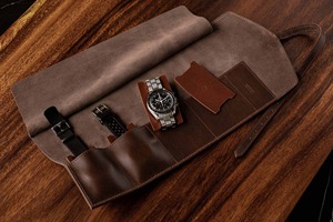 Pochette de montre en cuir véritable avec <span class=keywords><strong>4</strong></span> fentes Organisateur de voyage Sac de rangement pour bijoux