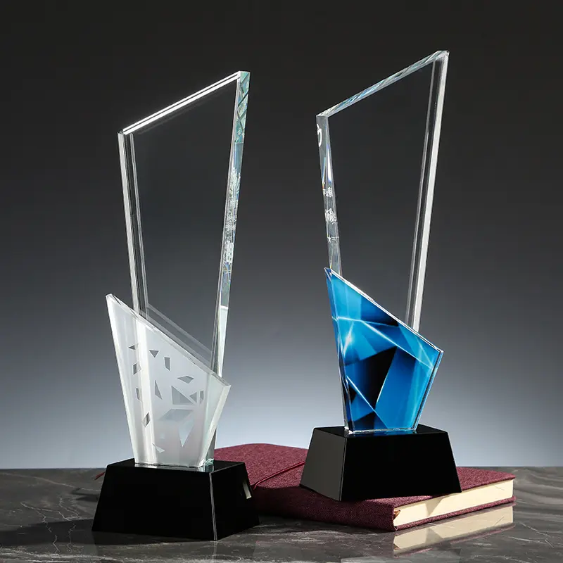 Custom Color Printing K9 Crystal Trofee Star Decoratief Glas Award Souvenirs Jaarlijkse Bijeenkomst Beloont Muziek Crystal Trofee