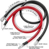 2/0 AWG 70mm² OFC Hochleistungs-Ausrüstungskabel, 3/8 Zoll Ringkabelschuhe, Rot & Schwarz, für Bagger, Lader, Bergbau und Baufahrzeuge