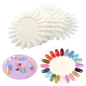 10 pièces/sac Présentoir ovale pour ongles, 20 faux ongles en forme de tournesol, Planche d'entraînement, Palette de couleurs pour gel, Outil de nail art en ABS pour le vernis et les doigts - Product Image 1