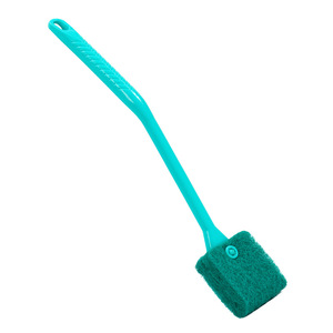 Brosse de nettoyage d'aquarium avec manche courbé allongé, tampon à récurer bleu pour le nettoyage des parois de verre des aquariums, élimination des algues, durable - Product Image 5