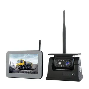 Yeni 2.4G WiFi HD 5 inç monitör ile GÜNEŞ PANELI 100M kablosuz otobüs Van kamyon RV araba dvr'ı ön dikiz kamera