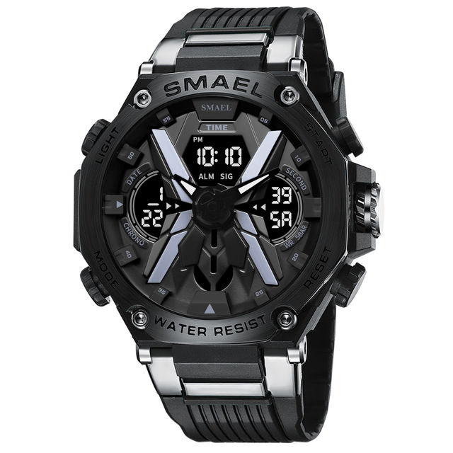 Hot Selling New 8087 PU Strap SMAEL Smart Multifunction Digital Alloy Sports Luminous Waterproof Quartz Japan Chip Men Watch