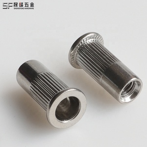 Tuerca remachable <span class=keywords><strong>de</strong></span> cabeza plana con cuerpo moleteado <span class=keywords><strong>y</strong></span> extremo abierto, <span class=keywords><strong>de</strong></span> acero inoxidable 304316A2A4, métrica/unidimensional M4M5M6M8M10M12, 1/4'' 5/16'' 3/8'' 1/2'' - Product Image 4