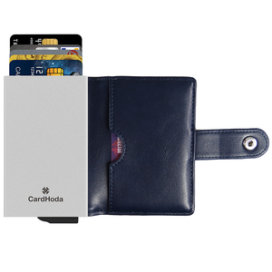 CardHoda PU Leather Short Card Holder <b>RFID</b> <b>Blocking</b> Snap Closure Minimalist Unisex <b>Wallet</b> Dark Blue - Product Image 1