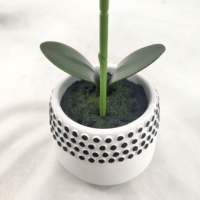 Rangkaian Bunga Phalaenopsis Buatan Tangan Realistis Bahan PE Vas Putih Halloween Hari Ibu Natal Wisuda