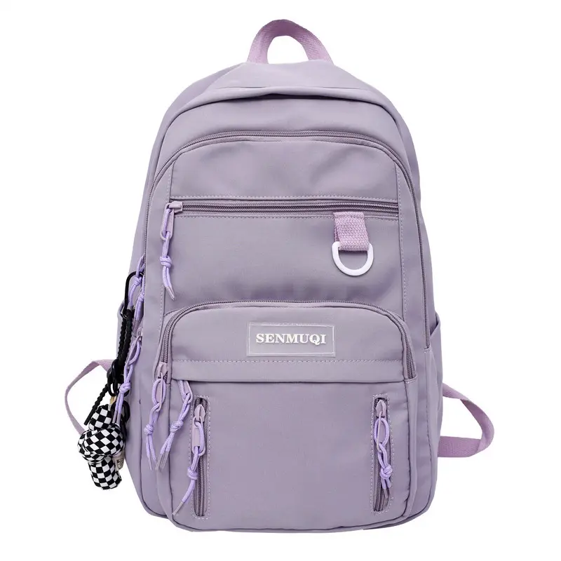 Female new shoulder bag simple solid color student schoolbag large capacity junior high school college style backpack