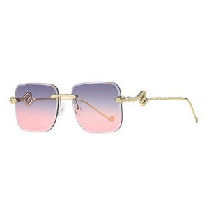 Lunettes de soleil sans monture à bords chanfreinés pour femmes, verres métalliques dégradés, protection UV400, type 3, pare-soleil, numéro de pièce 8130 - Product Image 3