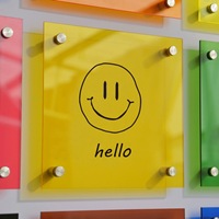 Panneau publicitaire carré créatif en acrylique transparent pour centre commercial, panneau de porte coloré pour magasin, enseigne en acrylique double couche