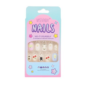 24 piezas de pegatinas falsas desmontables para niñas, venta al por mayor, bonitas puntas de uñas de bloque de Color de dibujos animados terminadas - Product Image 5