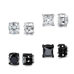 Nouvelles Petites <span class=keywords><strong>Boucles</strong></span> <span class=keywords><strong>d</strong></span>'Oreilles <span class=keywords><strong>Aimantées</strong></span> Rondes Noires en Acier Inoxydable Blanches pour Femmes, Bijoux de Mode Clip Non Percées, pour Hommes Noires - Product Image 4