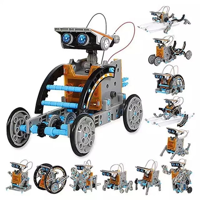190pcs 12 in 1 Diy Building Science Experiment Kit Science Engineering Toy Education Solar Robot Toys for Kids Aged 8-10