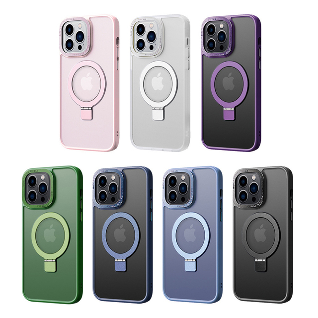 Metal Ring Stand Case for iPhone 15 Pro Max Shockproof Protection Kickstand Phone Cover for Apple iPhone 15 14 With Magnetic