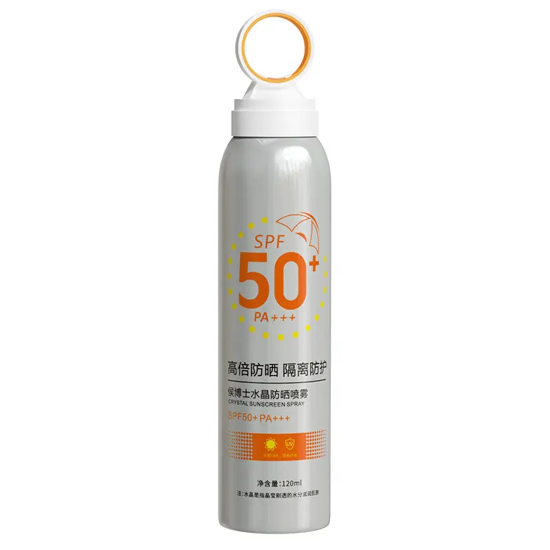 Semprotan tabir surya SPF50 PA +++, pelindung sinar matahari spektrum UVA/UVB, tahan air, ringan, seluruh tubuh