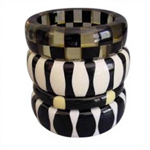 Newly Classic Geometric Pattern Acrylic Resin Bangle Sets Black <b>White</b> <b>Bracelets</b> Fancy Design Unisex Jewelry Gift Stylish - Product Image 1