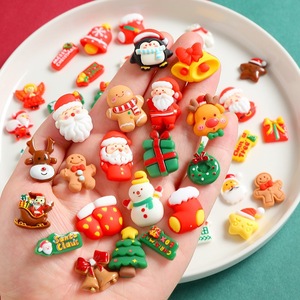 <b>Christmas</b> Resin <b>Charms</b> Santa Claus Snowman Tree Gingerbread Hand Painted Flatback Cabochons DIY Craft Decorations - Product Image 2