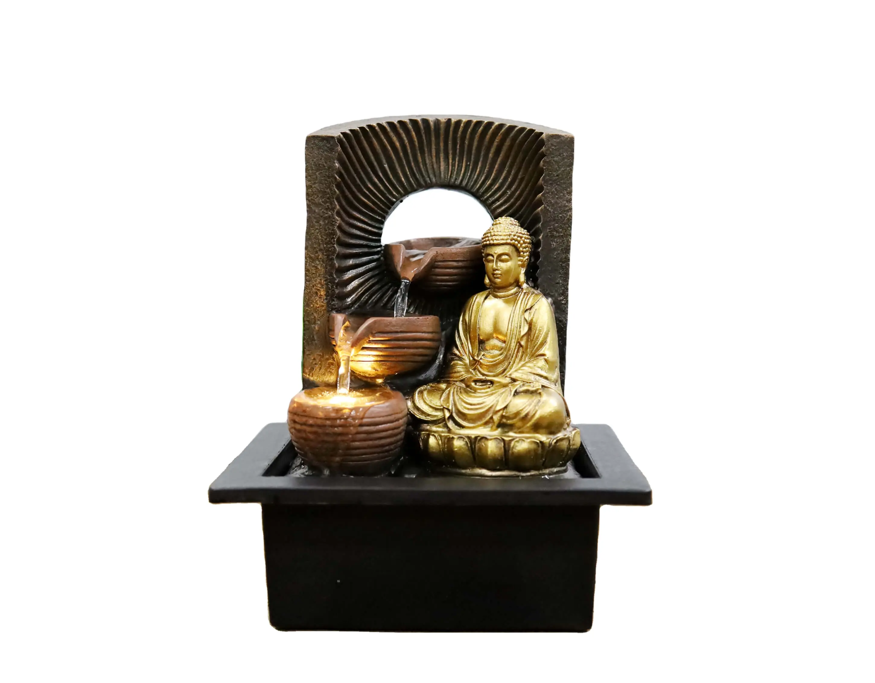 Сверхнизкая цена, оптовая продажа, полимерный буддийский фонтан, украшение для рабочего стола, сада, статуя Будды, фонтан, поделки