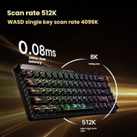 Clavier de jeu filaire MADLIONS TITAN68 RGB, 68 touches, axe magnétique, turbo, esports, fibre de carbone, RT0.001mm pour Valorant