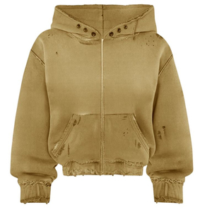 Sweat-shirts vintage personnalisés à fermeture éclair intégrale, effet délavé, coupe oversize pour hommes - Product Image 1