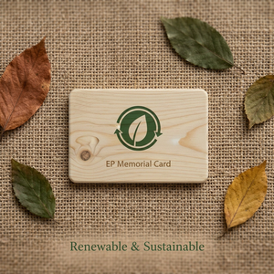 EP <b>Memorial</b> Card Wooden Card RFID Solutions NTAG215 13.56 MHz Renewable Sustainable - Product Image 1